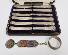 Cased set of George V silver handled butter knives, hallmarked Sheffield, 1924, makers marks for