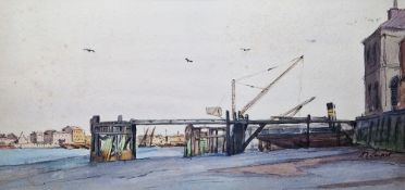 Douglas Ion Smart (1879-1970) Watercolor drawing "Thames Mud Flats", signed lower right, framed