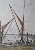 Karl Hagedorn (1888-1969) Watercolour Boats docked at port, signed and dated '64 lower right, framed