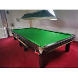 Burroughs and Watts Rigidus frame full size snooker table, stained oak with steel block professional