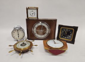 Collection of early to mid 20th century mantel and alarm clocks including an oak-cased Art Deco