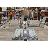 Two Venetian-style folding dressing table mirrors and a wall mirror (3)