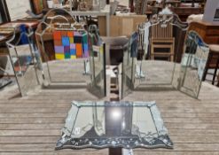 Two Venetian-style folding dressing table mirrors and a wall mirror (3)