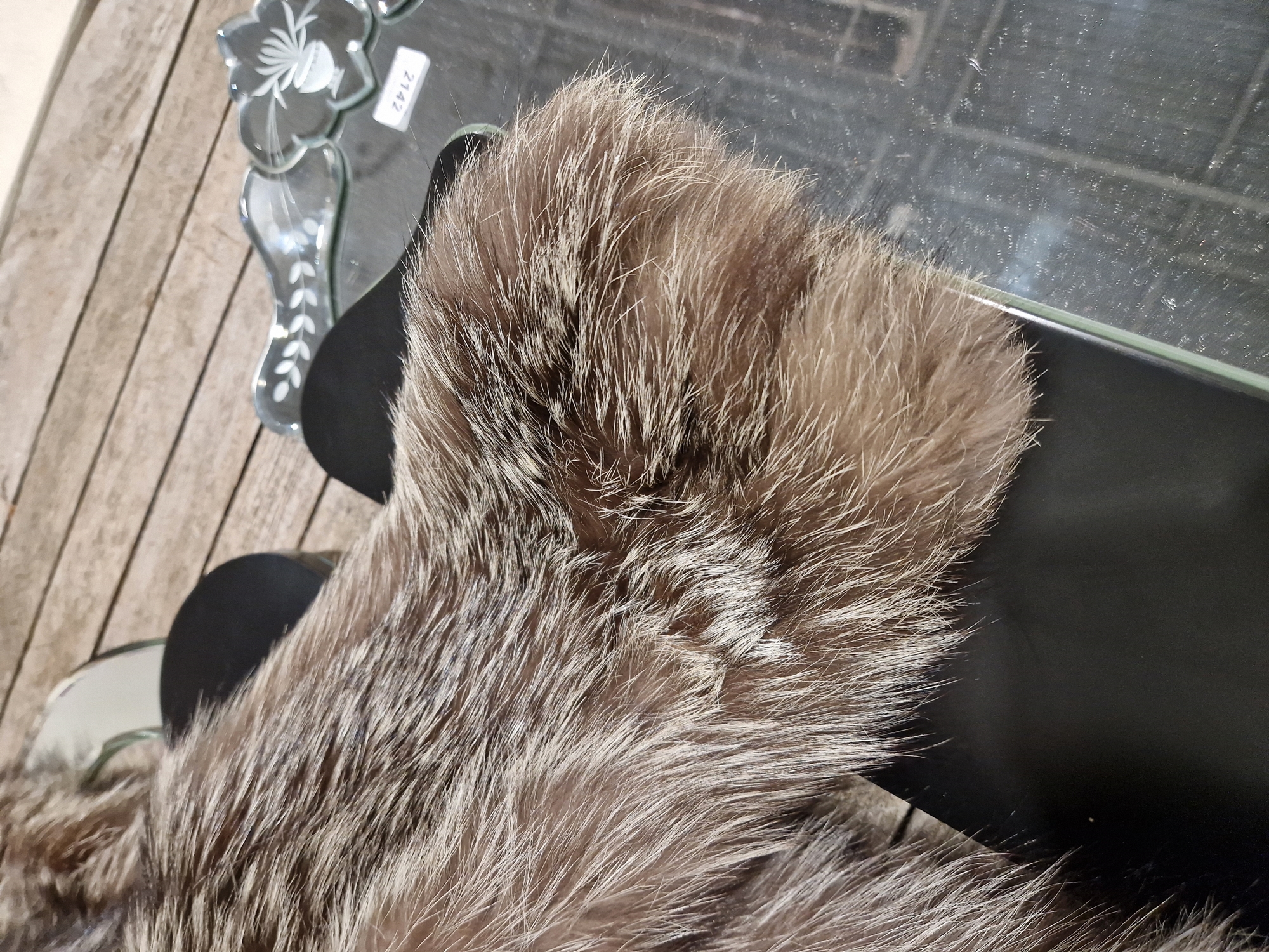 A vintage silver fox fur jacket , labelled Jacques Vancouver Canada, a blue/grey sheepskin coat - Image 12 of 16