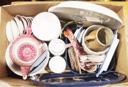 Royal Doulton Pastoral part tea service, two Wedgwood Jasperware pin trays, a pair of wooden