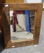 Modern mirror, wood-framed, 69cm x 57cm