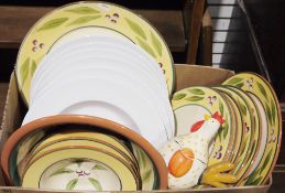 Assorted ceramics and glass to include a Portuguese part dinner service comprising dinner plates,