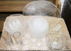 Assorted glassware to include 10 boxed Dartington avocado dishes, 10 boxed Dartington sweetcorn