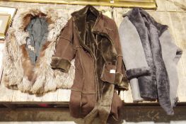 A vintage silver fox fur jacket , labelled Jacques Vancouver Canada, a blue/grey sheepskin coat