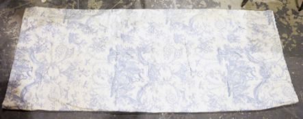 Pair of toile de jouy curtians, blue on cream ground , lined and interlined curtains, blue on a