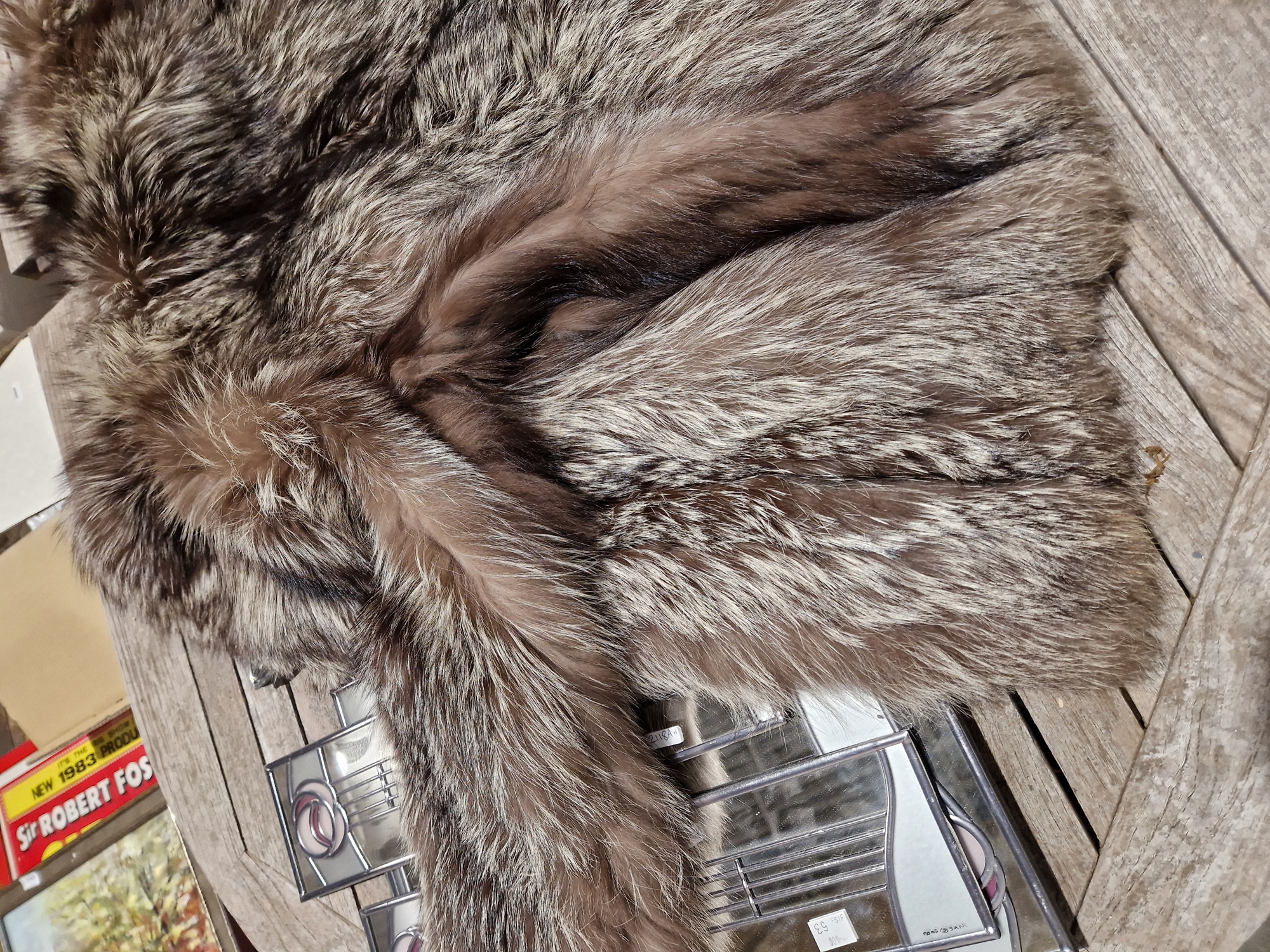 A vintage silver fox fur jacket , labelled Jacques Vancouver Canada, a blue/grey sheepskin coat - Image 11 of 16