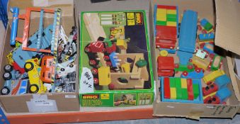 Large quantity of assorted toys to include wooden Brio trains, diecast vehicles, Manta Force, Action