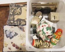 Emma Bridgewater jug with wild berry design, three wooden stacking dolls and other items (1 box)