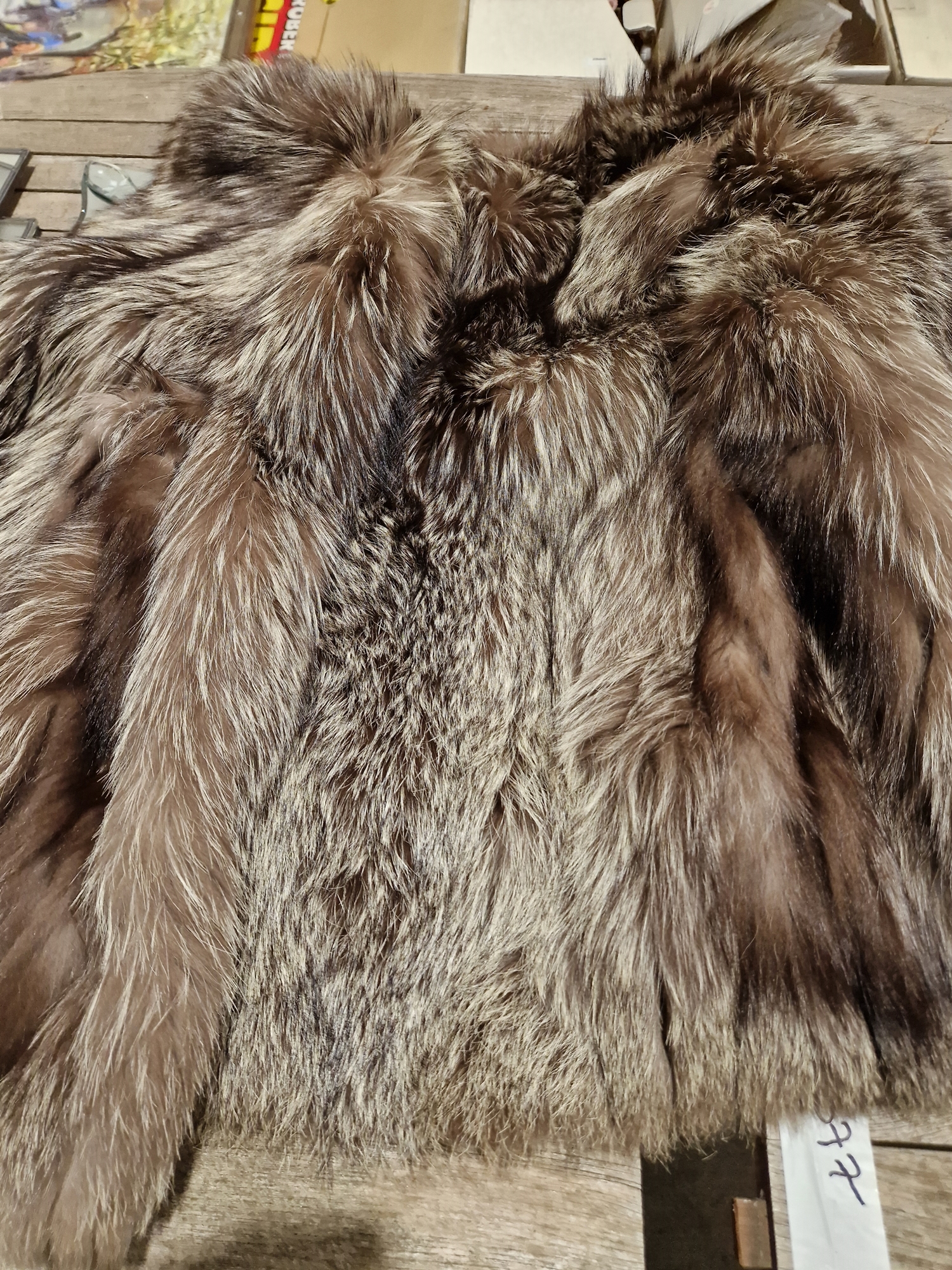 A vintage silver fox fur jacket , labelled Jacques Vancouver Canada, a blue/grey sheepskin coat - Image 15 of 16