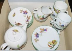 Royal Worcester part tea service to include teapot, teacups, saucers, side plates, etc (1 box)