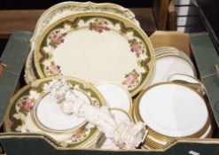 Assorted ceramics to include a Meissen-style lamp shade, a part dinner service of Spode plates