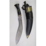 Presentation Kukri knife in leather scabbard presented to Lieutenant Well from TAC Wing Course