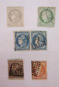 Stamps of France: 6 mint and used imperforate “Ceres head”. 1870-71 issue includes 20c blue pair and