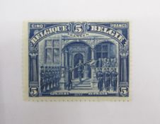 Stamp of Belgium: Mounted mint 5f deep blue, “FRANKEN” variety, SG193, cat £600.