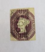 GB stamp: QV embossed 6d purple, used, watermark VR inverted, SG60wj, cat £1000.