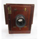 City Sale and Exchange 'Salex' mahogany and brass-mounted tailboard camera, early 20th century, with