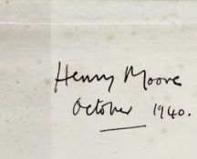Moore, Henry  "Shelter Sketchbook", [1940], bears signature Henry Moore October 1940 to ffep,
