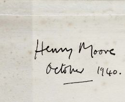 Moore, Henry  "Shelter Sketchbook", [1940], bears signature Henry Moore October 1940 to ffep,