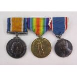 WWI war medal, victory medal and 1937 George VI coronation medal. WWI medals named 'R.M.A. 1179-S-