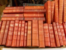 Fine Bindings - collection of various authors bound in quarter red leather, with raised bands gilt
