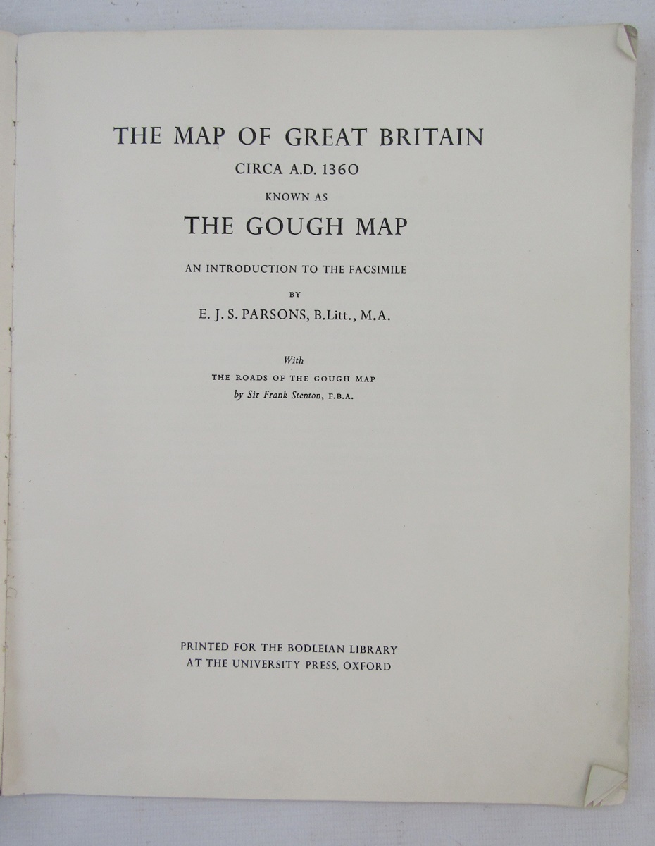 Two reproduction sections of the Gouch map, mounted on board, together with a copy of The Map of - Image 4 of 8