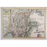 John Speed (1552-1629), pocket-sized/miniature partially coloured map of China accompanied by four