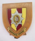 Collection of Worcestershire Regiment items to include a wall plaque, blazer badges and car badges