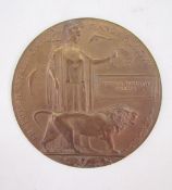 Battle of the Somme first day casualty WWI memorial plaque, named 'Thomas Holliday Faulder', WWI war