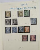 French stamps: Black 35 page album of earliest issues from 1849-1928, mostly used. Imperforate Ceres