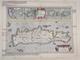Gerard Mercator, hand coloured engraved map of Crete and Greek Islands, late 16th century or