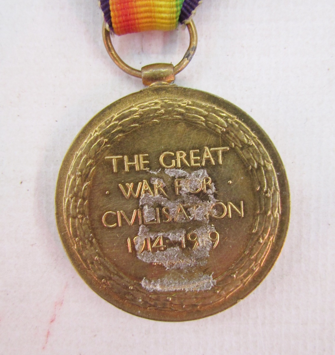 WWI George V military medal, war medal and victory medal, named to '5-26471.L.Cpl.J.Thompson.11/ - Image 5 of 6