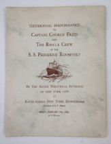 Programme of the Allied Theatrical Testimonial Performance in Honor of Captain George Fried and