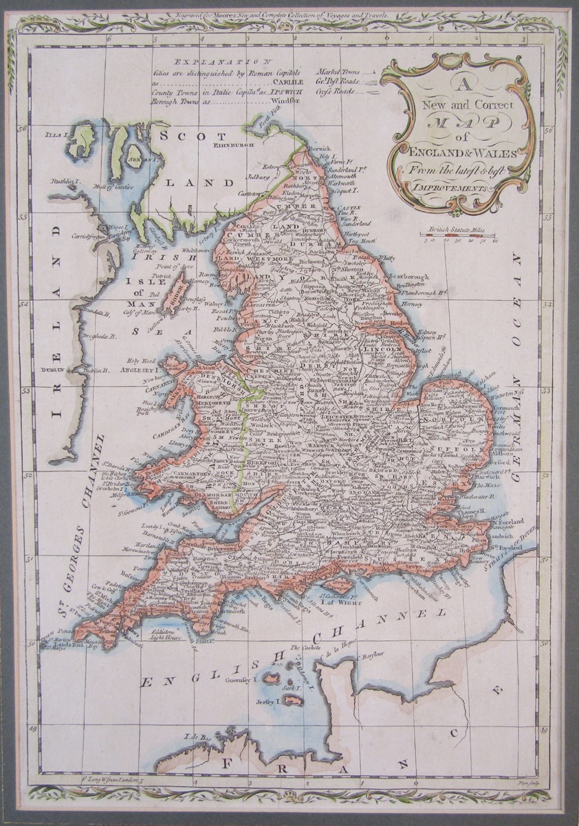 Hand coloured engraved map of A New and Correct Map of England and Wales, From the Latest and Best - Image 2 of 2