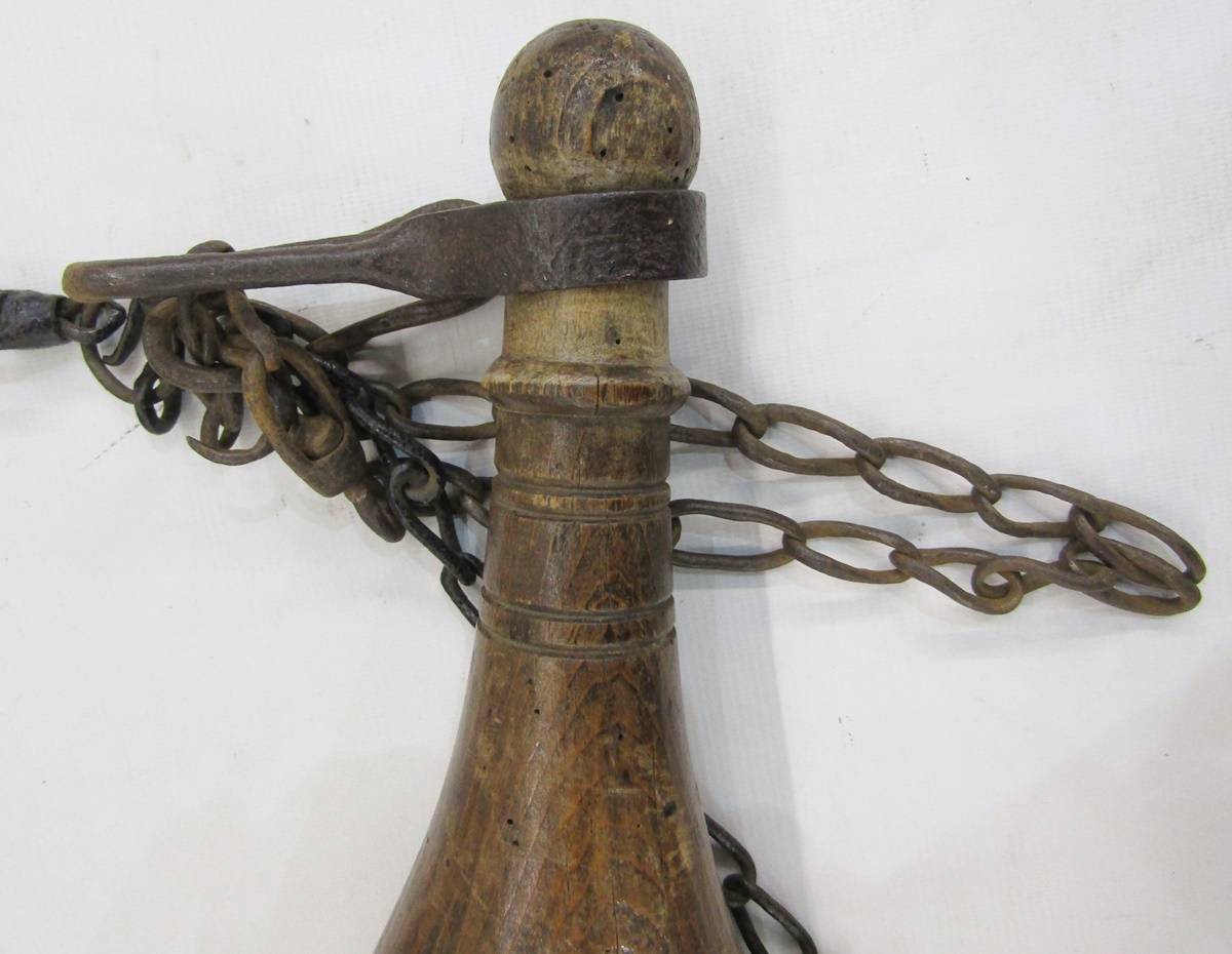 Two turned vintage wooden yokes and chains (2) - Image 5 of 5