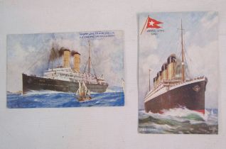 Early 20th century postcard album, including an unmounted Tuck's T.S.S. Titanic and S.S. Orsova, a