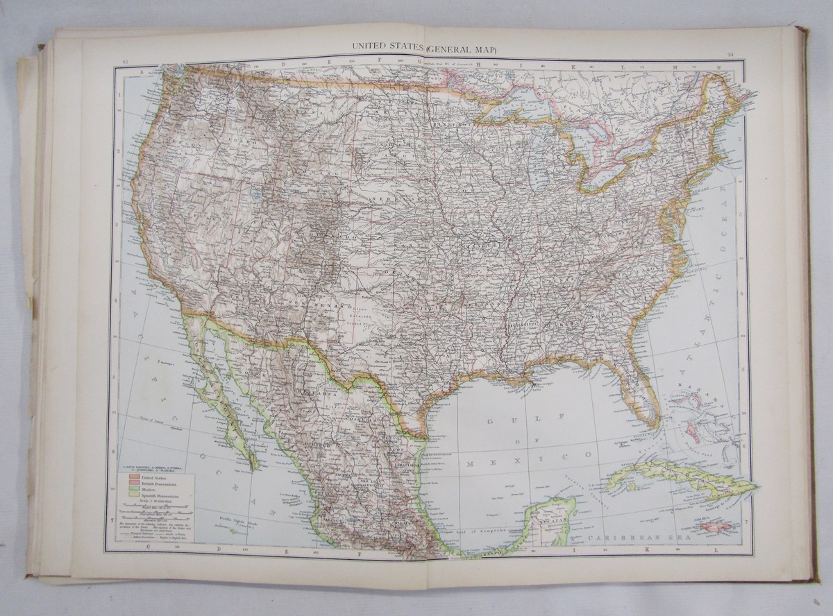 The Times Survey Atlas of the World, JG Bartholomew, 1922, two volumes (poor condition). Quantity - Image 3 of 11