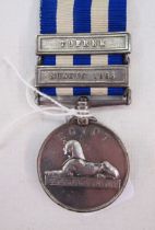 Victorian Egypt medal 1882-89 with Tofrek and Suakin 1885 clasps, named to '2350.Pte.T.Chandler.1/