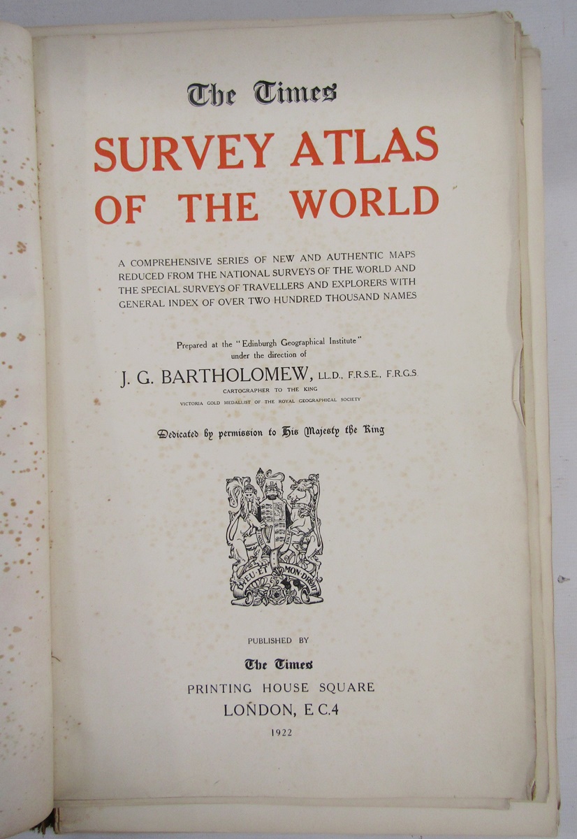 The Times Survey Atlas of the World, JG Bartholomew, 1922, two volumes (poor condition). Quantity - Image 7 of 11