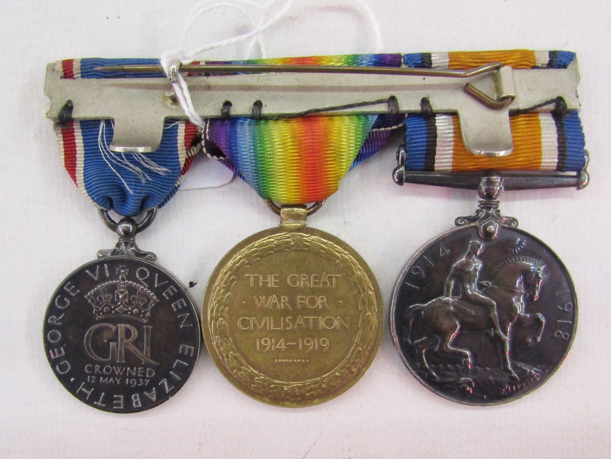 WWI war medal, victory medal and 1937 George VI coronation medal. WWI medals named 'R.M.A. 1179-S- - Image 2 of 4