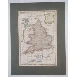 Hand coloured engraved map of A New and Correct Map of England and Wales, From the Latest and Best