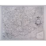 Gerhard Mercator, an engraved map of Southeast England, late 16th century or later, black and white,