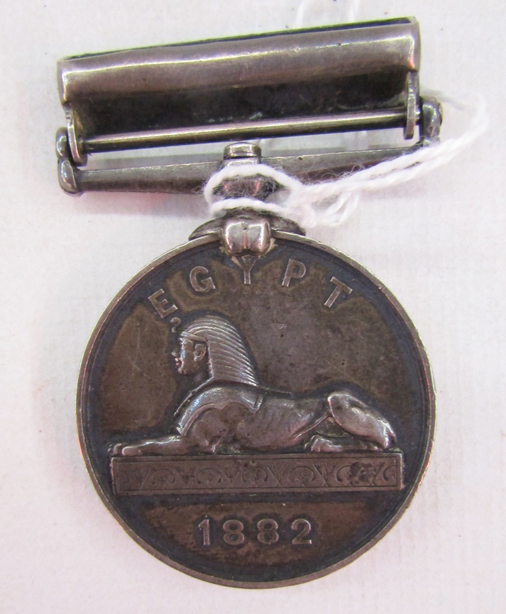 Victorian Egypt medal 1882-89 with Alexandria 11th July clasp, named to 'P.Collins.A.B.H.M.S - Image 5 of 8