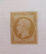 Stamps of France: Mint 1862 Louis Napoleon 10c dull bistre reprint, SG 40, cat £850