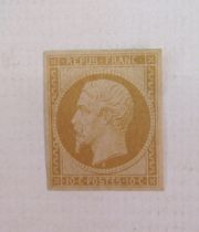 Stamps of France: Mint 1862 Louis Napoleon 10c dull bistre reprint, SG 40, cat £850