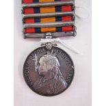 Boer War Queen's South Africa medal awarded to '3334.Pte.J.Ward.North Staff.Regt', relief of